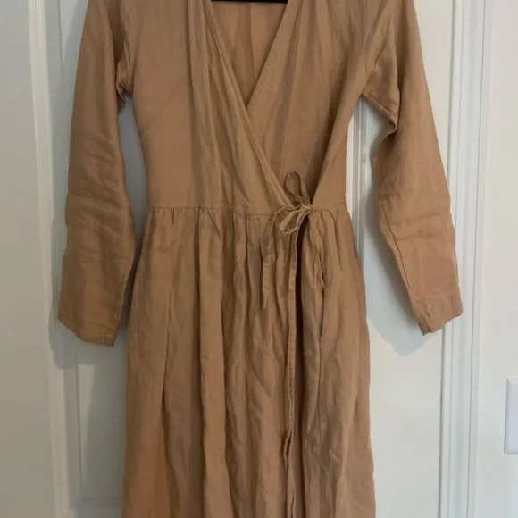 Simply Grey linen wrap dress - small Midi Dress - Picture 3 of 8